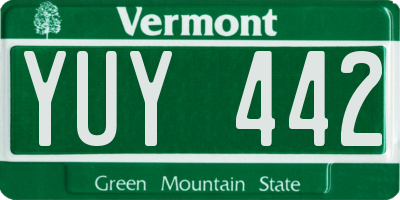 VT license plate YUY442