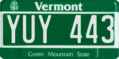 VT license plate YUY443