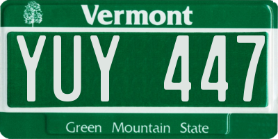 VT license plate YUY447