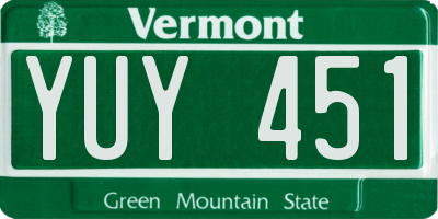 VT license plate YUY451