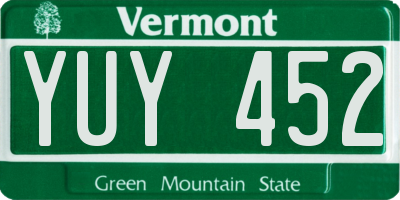 VT license plate YUY452