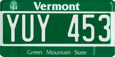 VT license plate YUY453