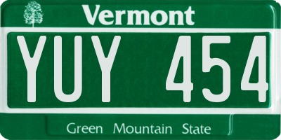 VT license plate YUY454