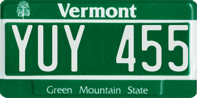 VT license plate YUY455