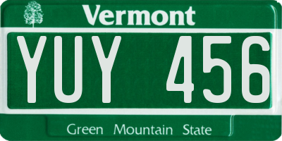 VT license plate YUY456