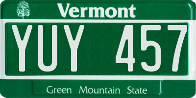 VT license plate YUY457