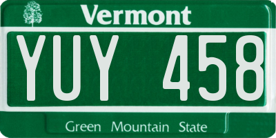 VT license plate YUY458