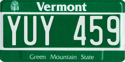 VT license plate YUY459