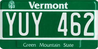 VT license plate YUY462