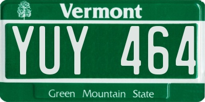 VT license plate YUY464