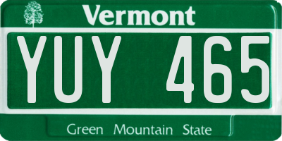 VT license plate YUY465