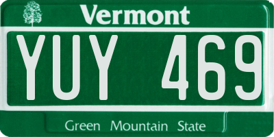 VT license plate YUY469