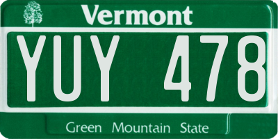 VT license plate YUY478