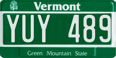 VT license plate YUY489