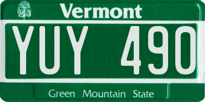 VT license plate YUY490