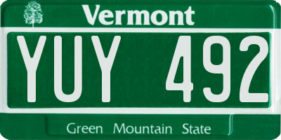 VT license plate YUY492