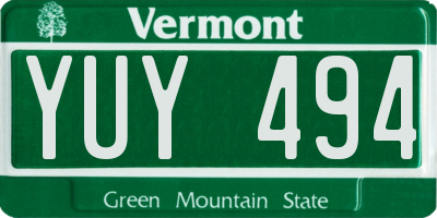 VT license plate YUY494
