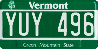 VT license plate YUY496