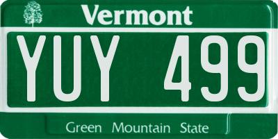 VT license plate YUY499