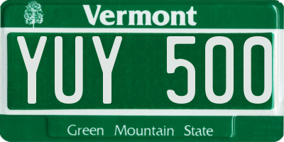 VT license plate YUY500