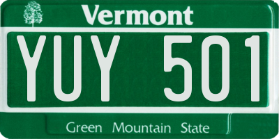 VT license plate YUY501