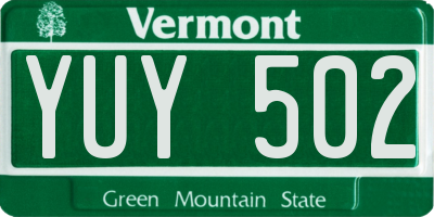 VT license plate YUY502
