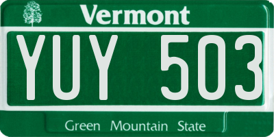VT license plate YUY503