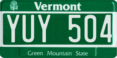 VT license plate YUY504