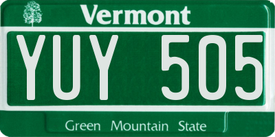 VT license plate YUY505