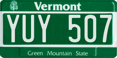 VT license plate YUY507
