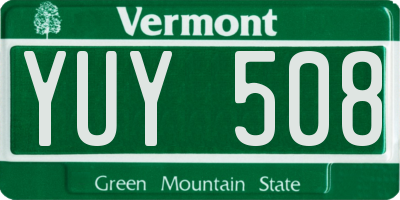 VT license plate YUY508