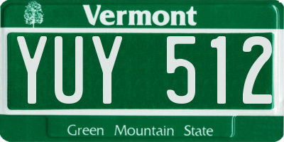 VT license plate YUY512