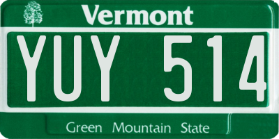 VT license plate YUY514