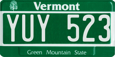 VT license plate YUY523