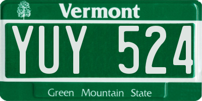 VT license plate YUY524