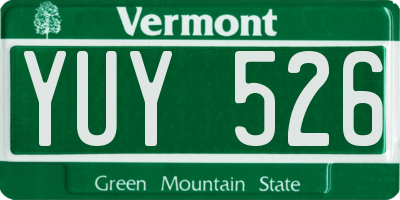 VT license plate YUY526