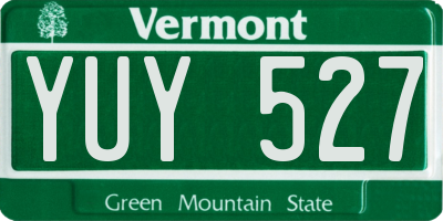 VT license plate YUY527