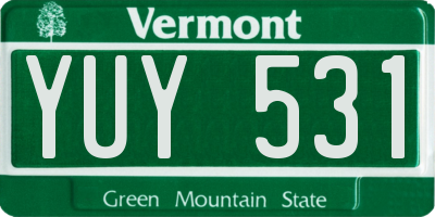 VT license plate YUY531