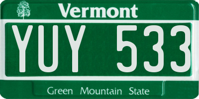 VT license plate YUY533