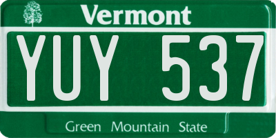 VT license plate YUY537