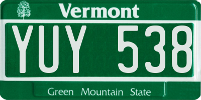 VT license plate YUY538