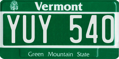 VT license plate YUY540
