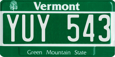 VT license plate YUY543