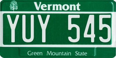 VT license plate YUY545