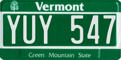 VT license plate YUY547