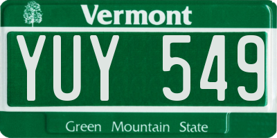 VT license plate YUY549