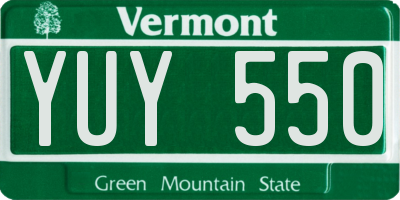 VT license plate YUY550