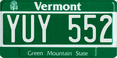 VT license plate YUY552
