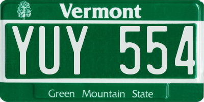 VT license plate YUY554