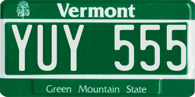 VT license plate YUY555